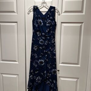 White House Black Market Blue High Low Gown 6 EUC